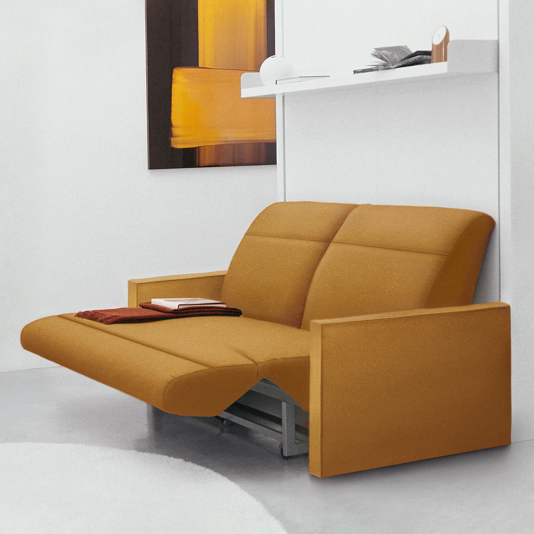 Murphy bed with sofa and reclining leg rest