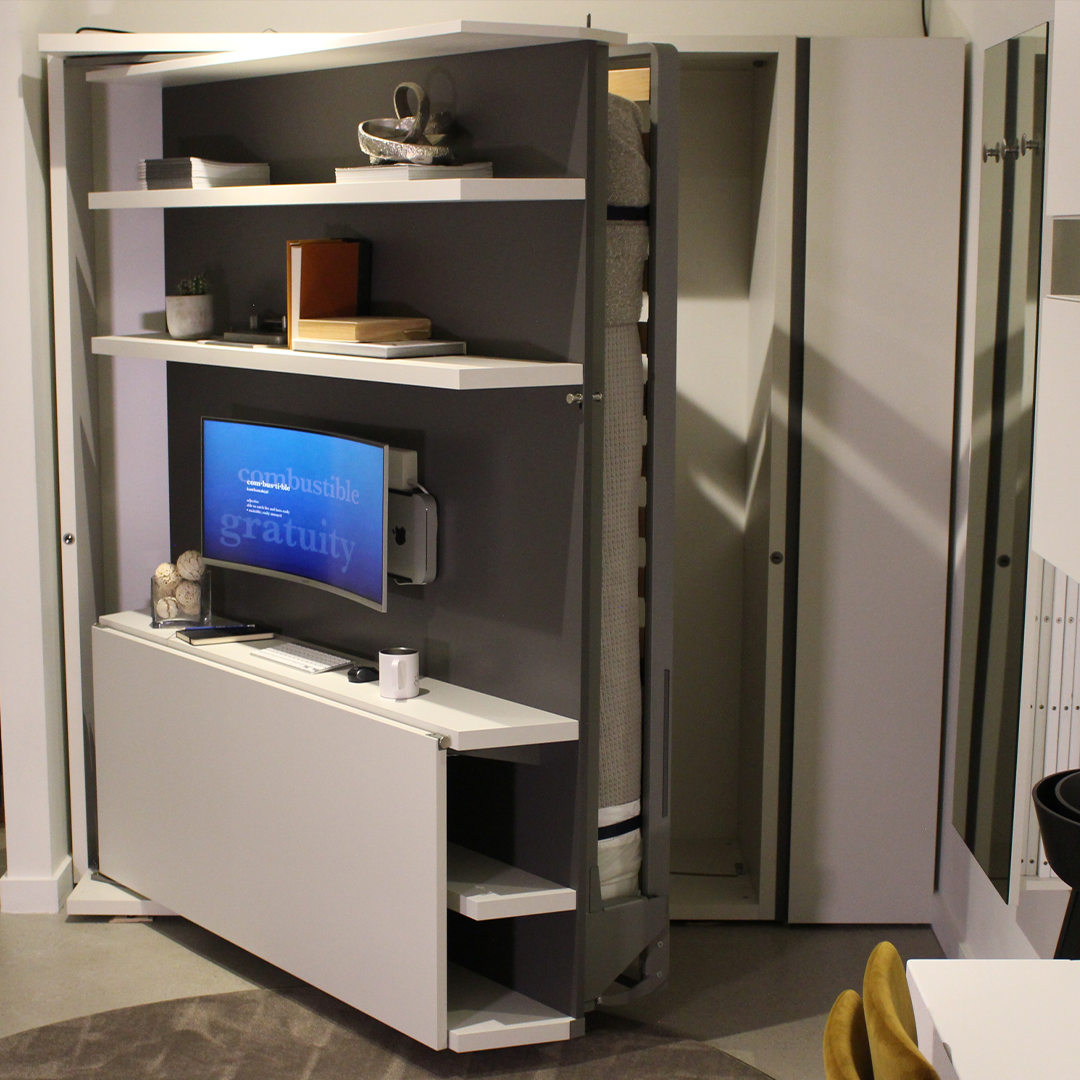 Wall bed with computer attached opening
