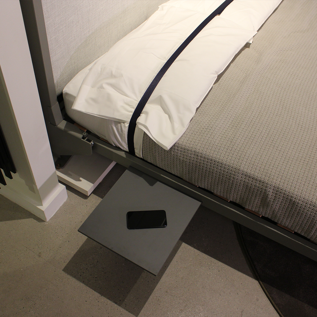 Queen wall bed with retractable nightstands