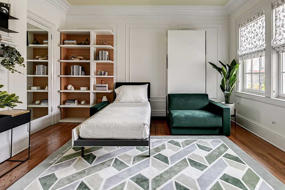 Two single wall beds, one open and one closed to show the comparison