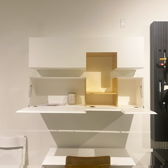 Wall mounted cabinet open