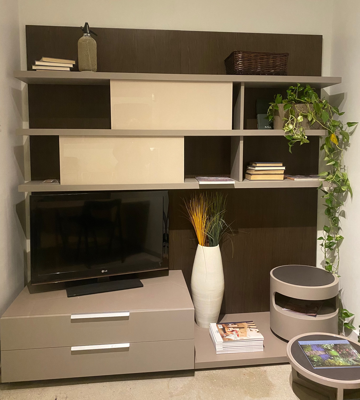 Media unit with TV and shelving