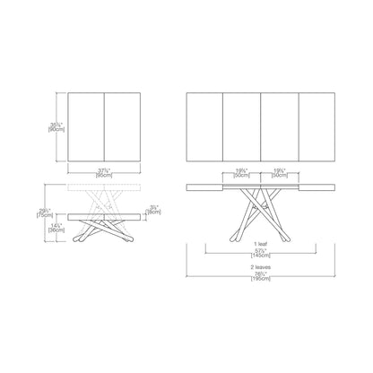 Technical drawing of Brooklyn coffee table with dimensions.