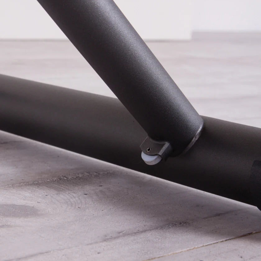 Close up of wheels in table base.