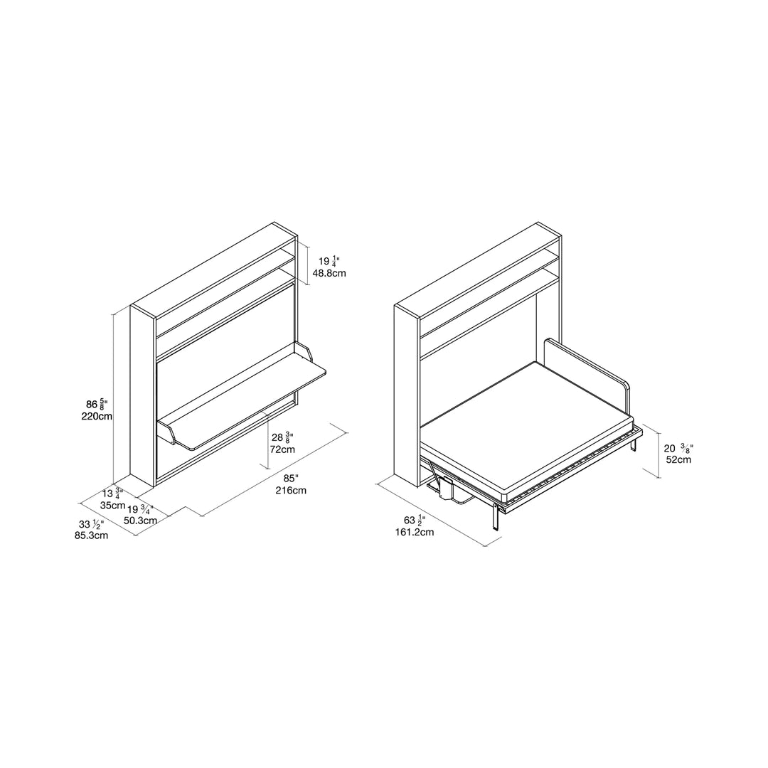 CLEI Circe Board horizontal wall bed dimensions