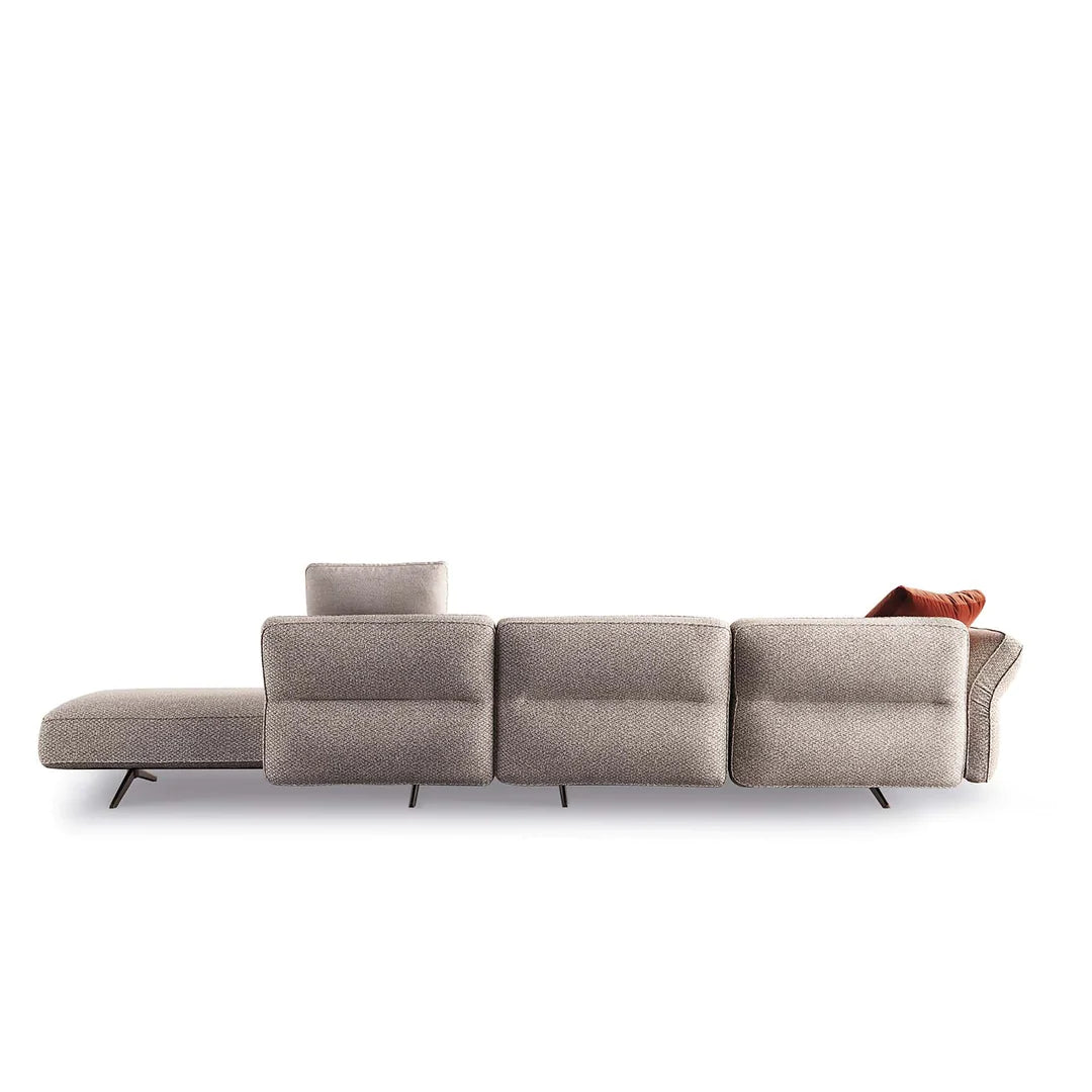 Cosy sofa from back, showing movable backrests. 