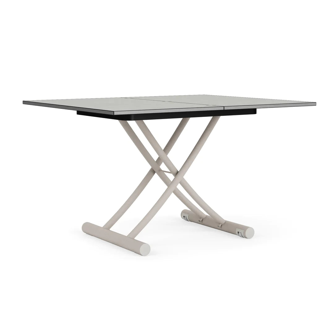 Doppio expanding table, white background.