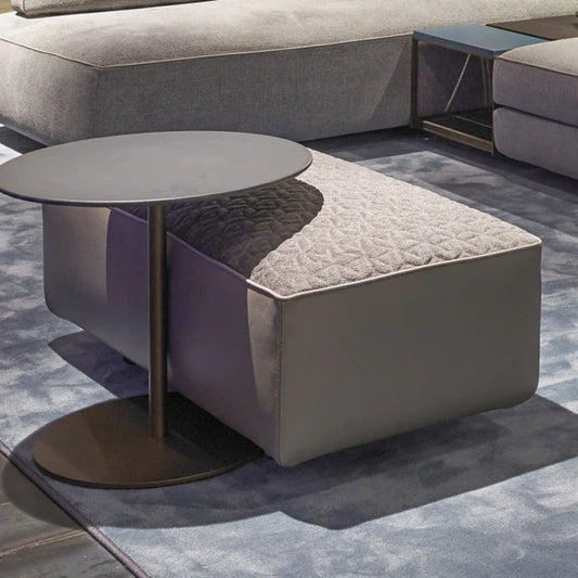 Customizable ottoman with matching side table.