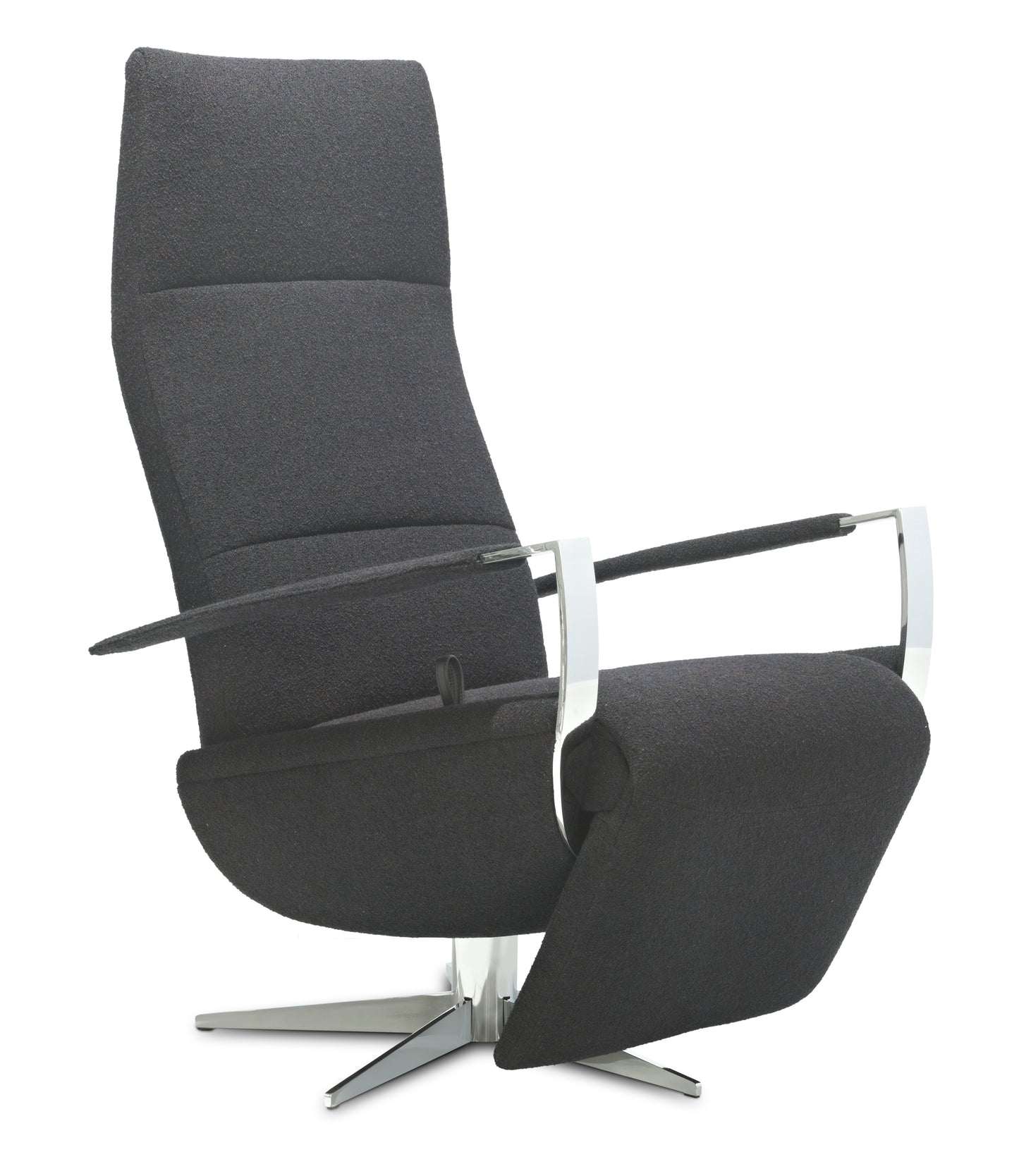 Leather recliner in upright position.