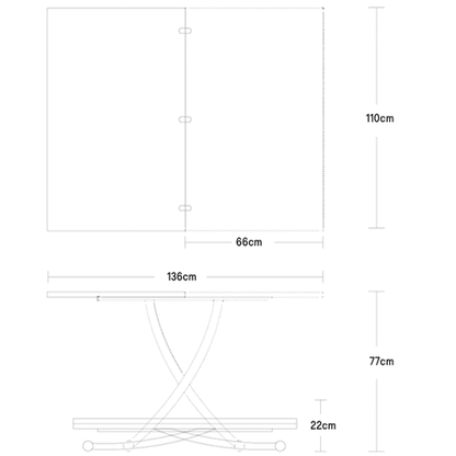 Dimensions of coffee to dining table