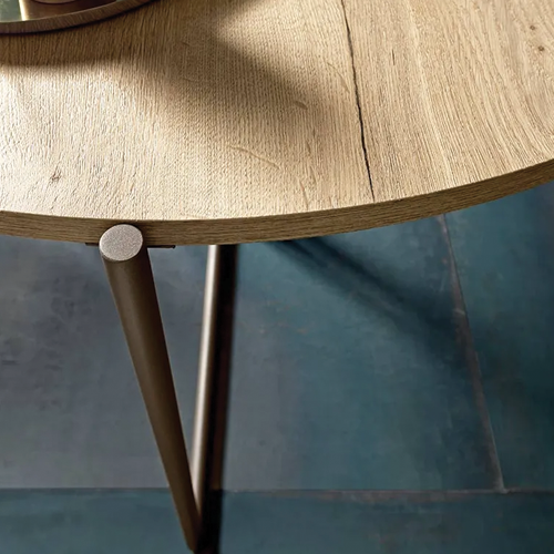 Up-close of wooden grain on folding dining table