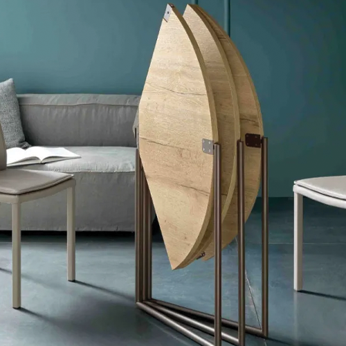 Dining table folded for storage