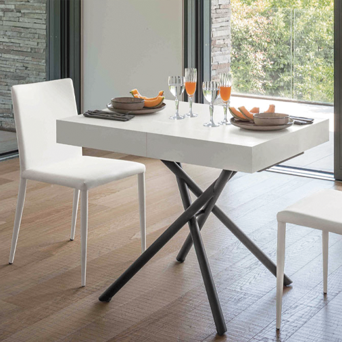 Iris extending table, height adjsuted and ready for dining
