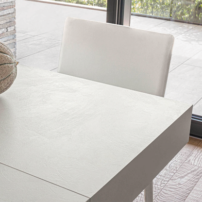 Close up of Mortar finish on Iris transforming table