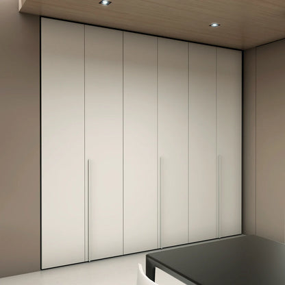 Close up of full height storage cabinets with sleek handles