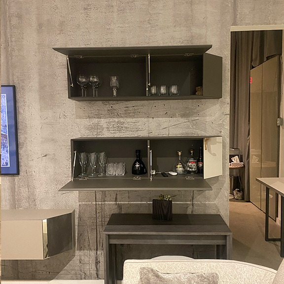 Two wall mounted storage containers - open