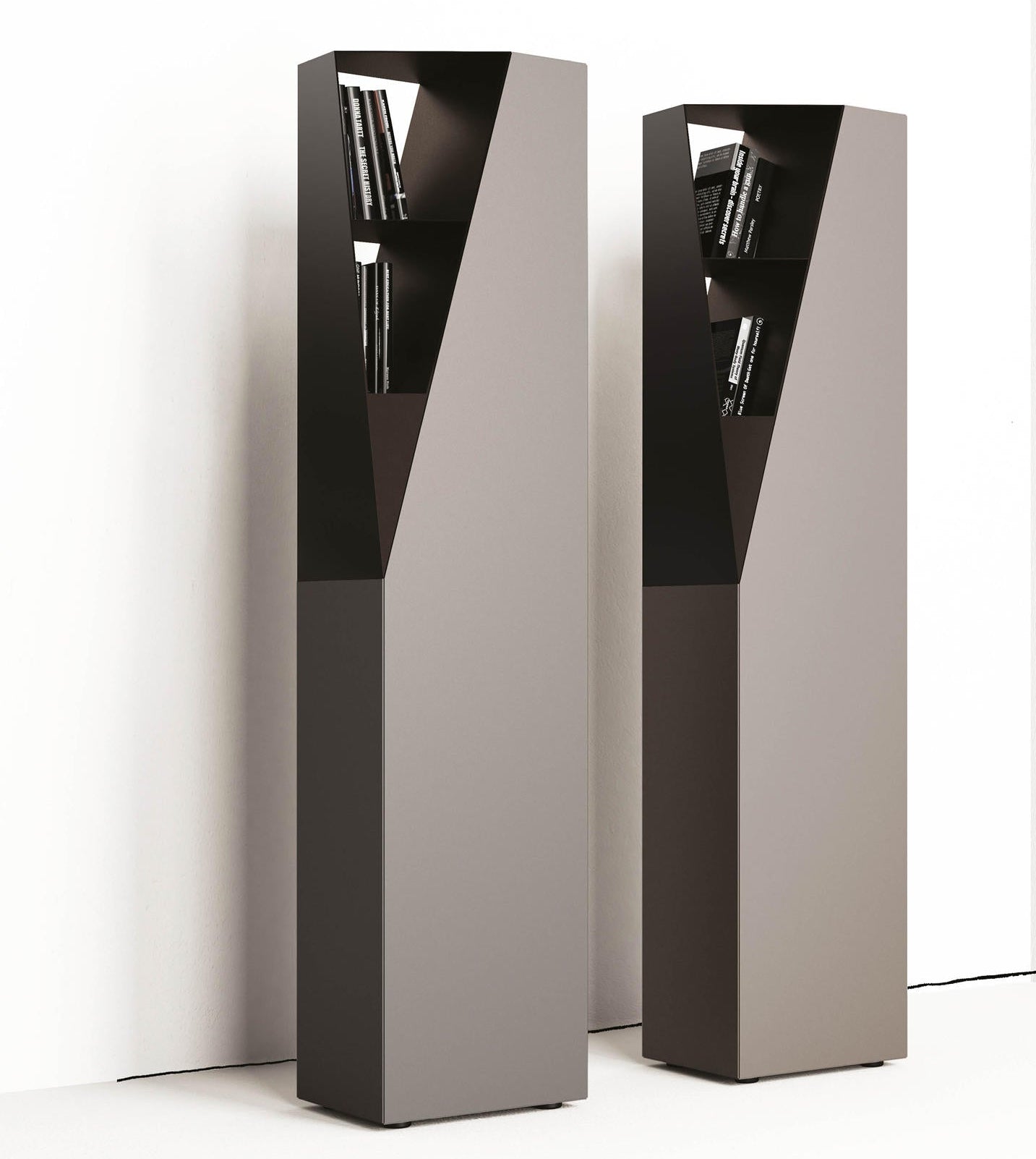 Two storage cabinets on white background