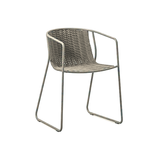 Stackable outdoor armchair on white background