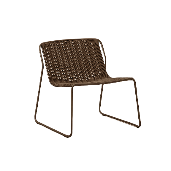 Brown stackable lounge chair on white background