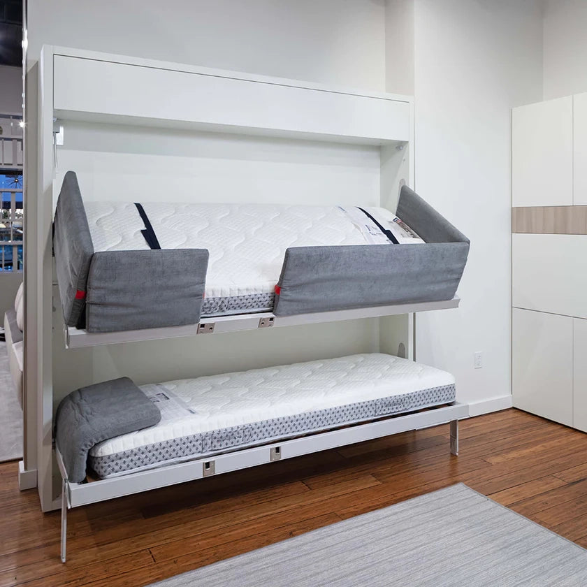 CLEI Kali Duo - horizontal wall bunk bed open in bed making mode