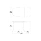 Surf extendable dining table technical drawing with dimensions.