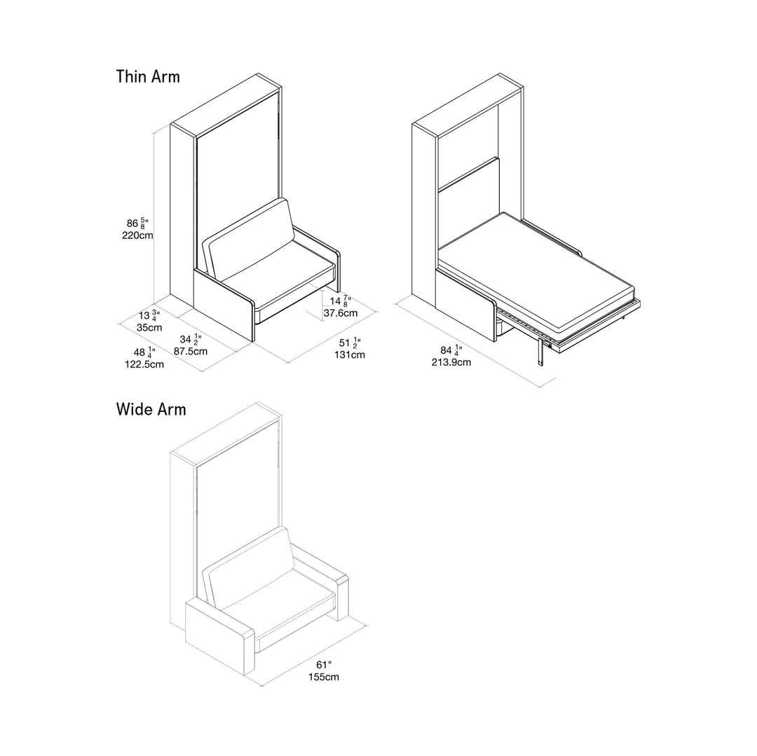 CLEI intermediate Altea Sofa 120 wall bed dimensions 