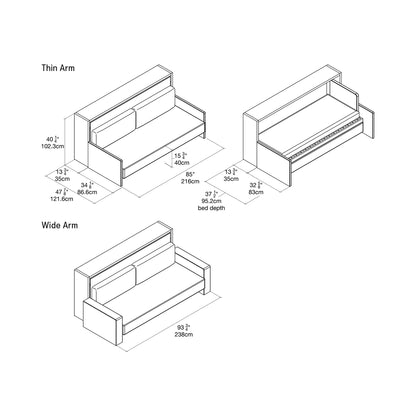 CLEI Kali Sofa 120 - horizontal wall bed with sofa dimensions