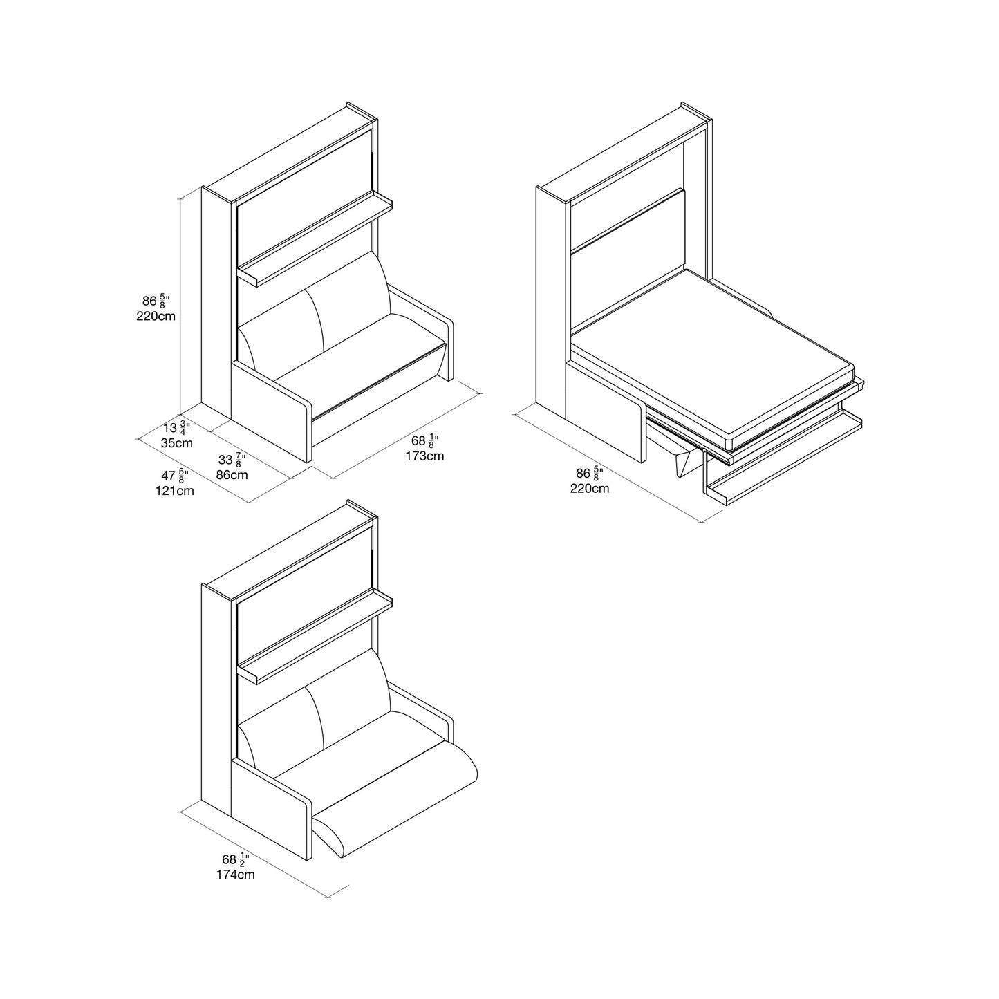 CLEI Ito Sofa wall bed dimensions