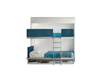CLEI Kali Duo Board - horizontal wall bunk bed with desk open