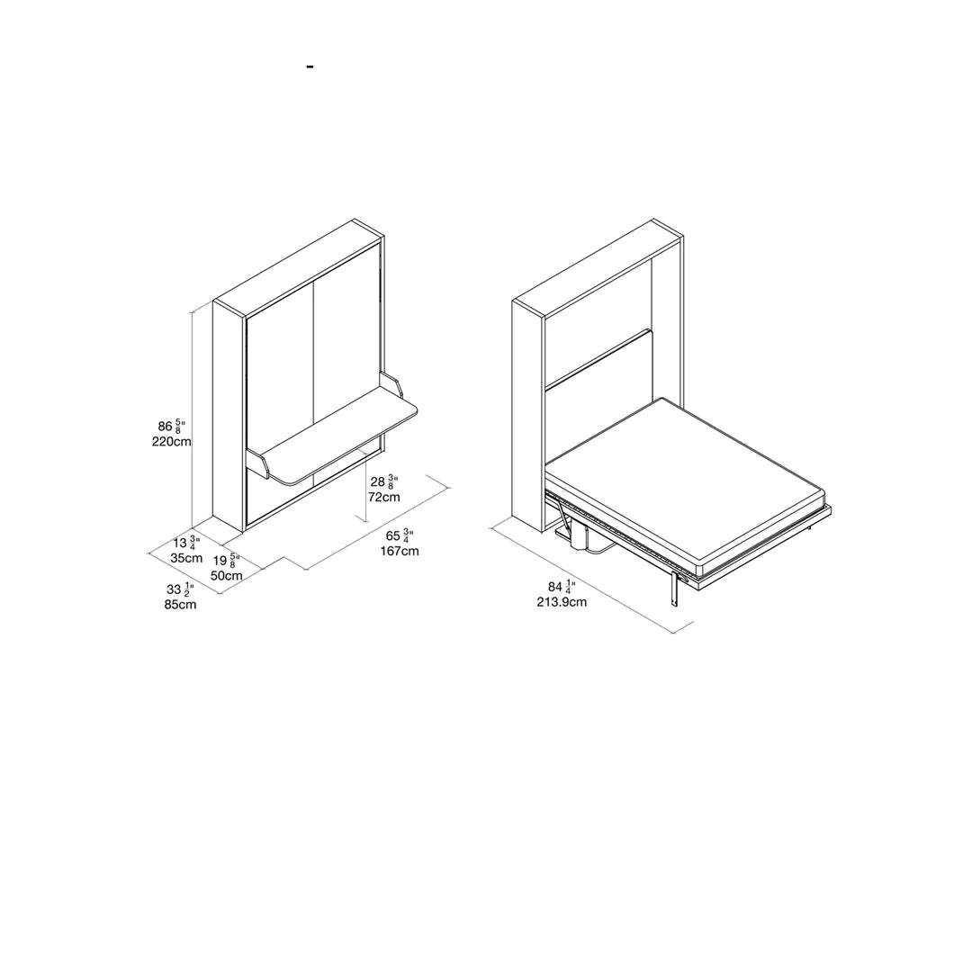 CLEI Penelope Board - wall bed with integrated desk -  dimensions