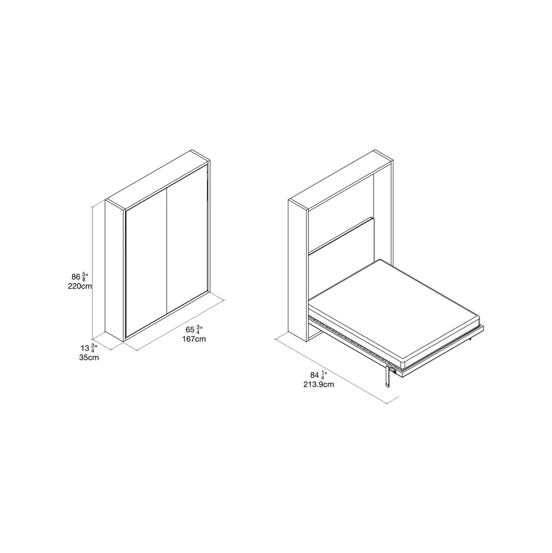 CLEI Penelope - plain wall bed - dimensions