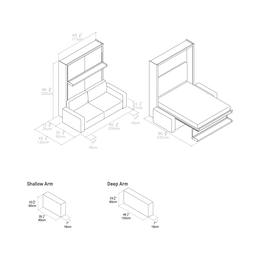 CLEI Swing Sofa - wall bed with sofa - dimensions