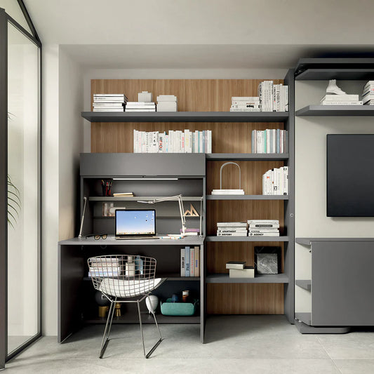 Clei Home Office showing desk space and shelving.
