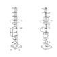 Technical drawings of sculptural bookcase, with dimensions.