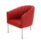 Red leather armchair chrome legs.