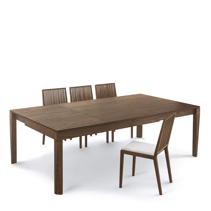 Wood extendable dining table for 12 people.