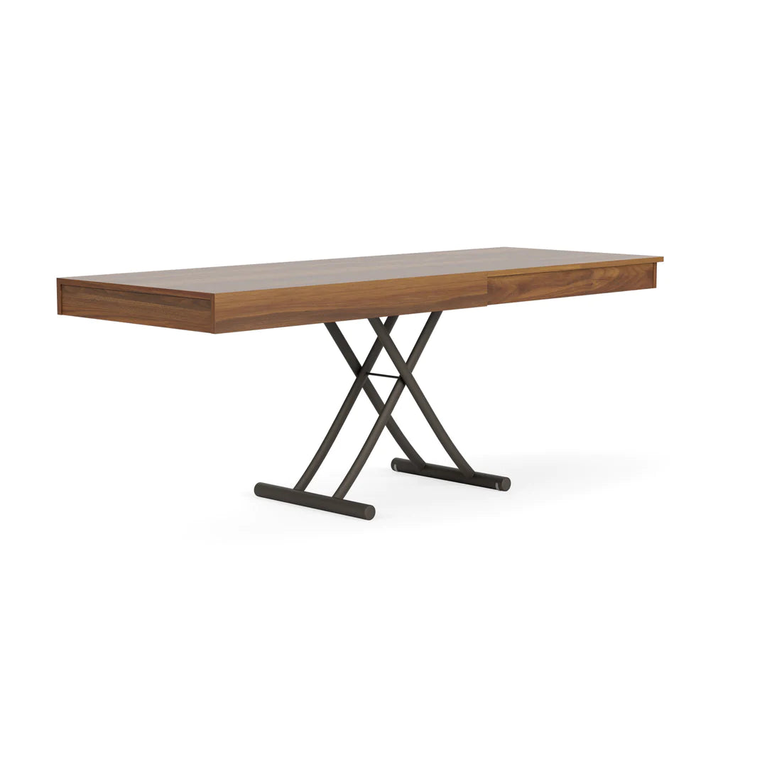Passo table at dining height and extended, CAD.