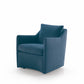Small footprint armchair with swivel base.