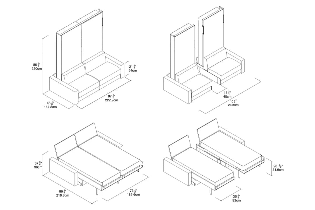 Ella & Louis Sofa wall bed dimensions