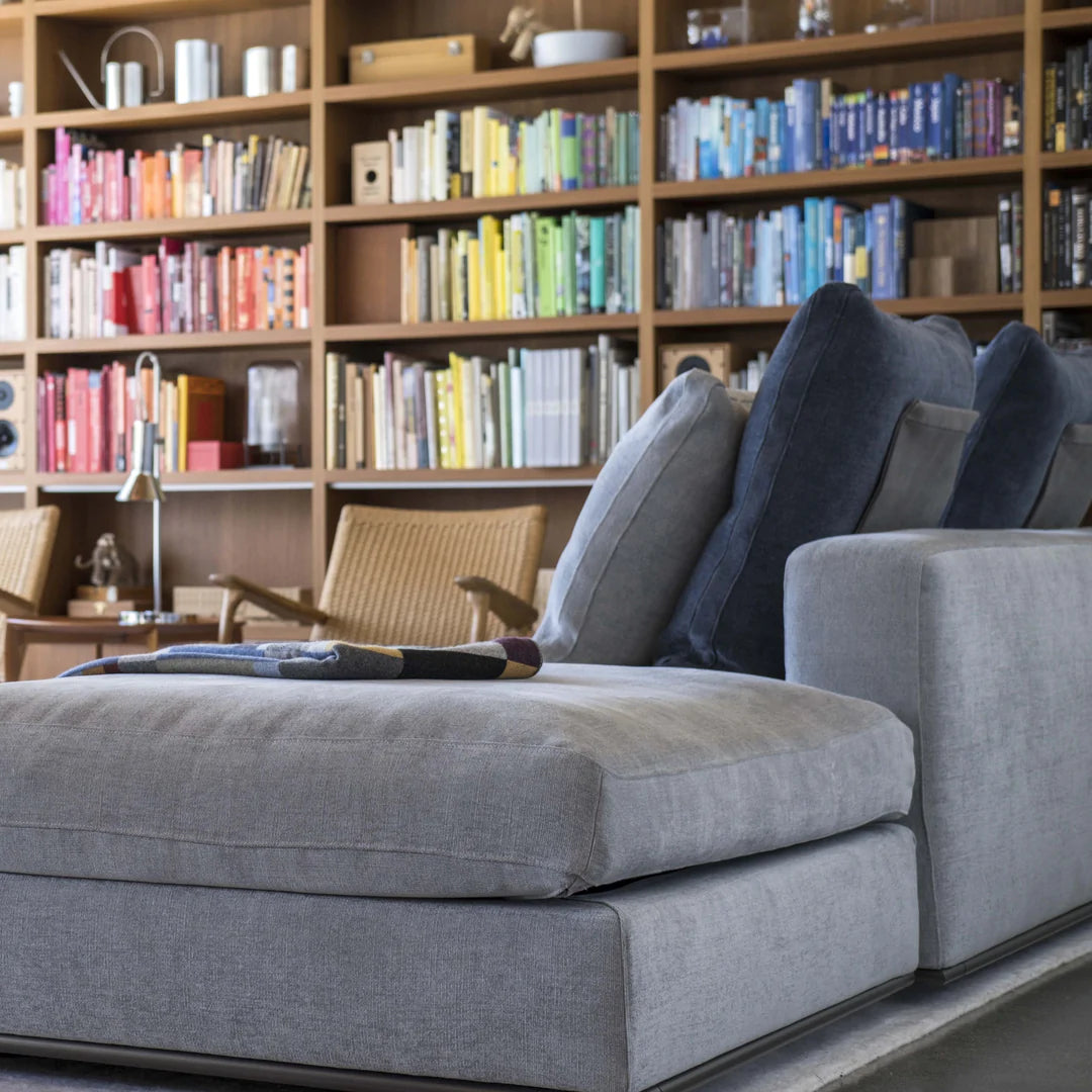 Sectional sofa with removable backrests and cushions.