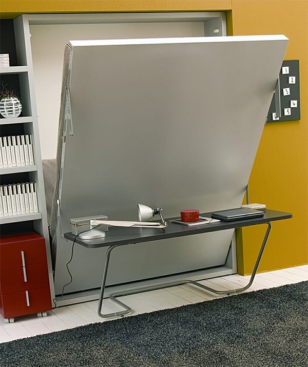 Clei Ulisse Desk wall bed with integrated desk, opening.